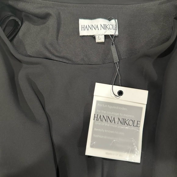 Hanna Nikole black chiffon dress with 3/4 sleeves, elegant and versatile, L - Picture 6 of 7